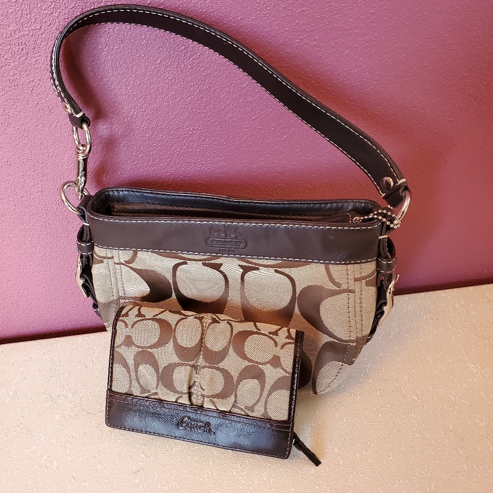 Coach Zoe Signature Hobo Bag and matching Wallet